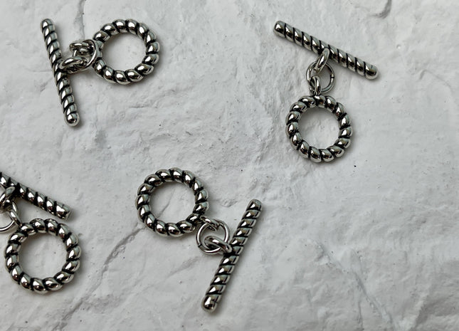 10 mm Yellow and White Gold Plated Brass Toggle Clasp Genuine Antique Toggle Findings With Round Coiled Shape Design DIY Jewelry #10330