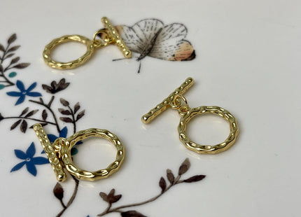 15 mm Yellow and White Gold Plated Brass Toggle Clasp Genuine Antique Toggle Findings With Round Coiled Shape Design DIY Jewelry #10331