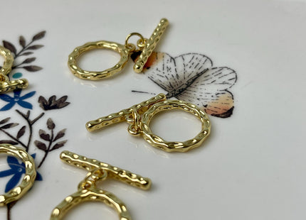 15 mm Yellow and White Gold Plated Brass Toggle Clasp Genuine Antique Toggle Findings With Round Coiled Shape Design DIY Jewelry #10331