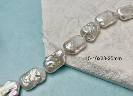 14-15x18-20 mm Natural White Rectangle Coin Freshwater Pearl Beads Half Strand Genuine Rectangular Coin Freshwater Pearls 8-10 Pieces #P3192