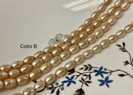 6x8-10 mm AAA Champagne Color Freshwater Pearls Long Rice/Oval Shape Pearl Beads Genuine High Quality Freshwater Pearls. #1680