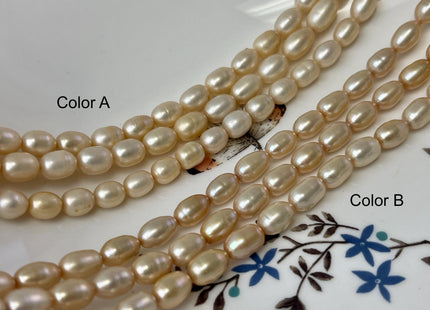 6x8-10 mm AAA Champagne Color Freshwater Pearls Long Rice/Oval Shape Pearl Beads Genuine High Quality Freshwater Pearls. #1680