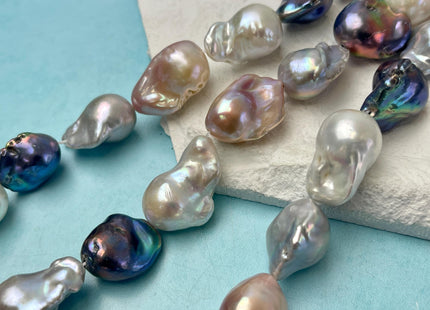 16x21-18x25mm AA Very Rare Mixed Peacock Gray Natural White Pink Freshwater Baroque Pearl Genuine Tear Drop Large Baroque Beads #P3214