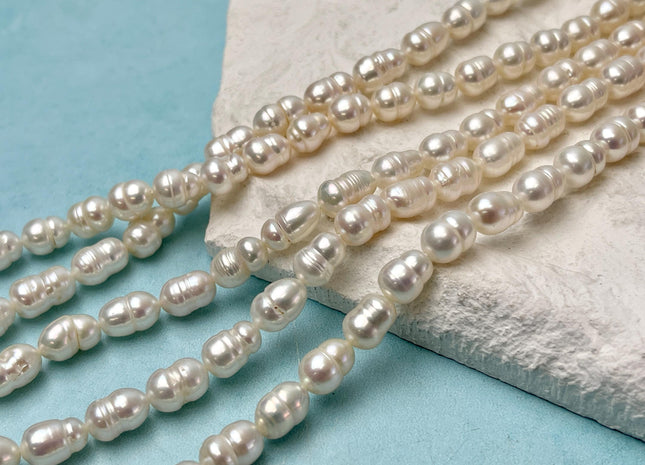 6-7x8-10 mm AAA Peanut Shape Natural White Color Freshwater Pearl Beads Genuine Very Rare Freshwater Baroque Peanut Pearl Beads #P3211