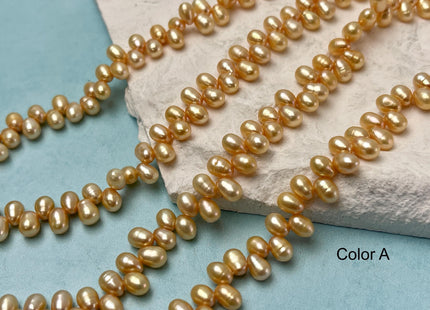 4-5x6-7mm AA Top Drilled Champagne Brown Color Rice/Oval Freshwater Pearl Beads Genuine High Luster Dancing Freshwater Pearls #P3216