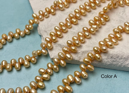 4-5x6-7mm AA Top Drilled Champagne Brown Color Rice/Oval Freshwater Pearl Beads Genuine High Luster Dancing Freshwater Pearls #P3216