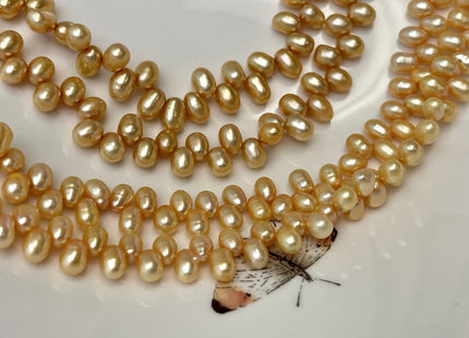 4-5x6-7mm AA Top Drilled Champagne Brown Color Rice/Oval Freshwater Pearl Beads Genuine High Luster Dancing Freshwater Pearls #P3216