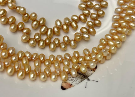 4-5x6-7mm AA Top Drilled Champagne Brown Color Rice/Oval Freshwater Pearl Beads Genuine High Luster Dancing Freshwater Pearls #P3216