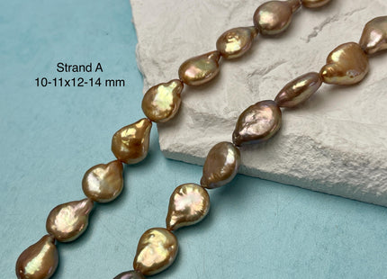 10-11x12-20 mm Grayish Brown Champagne Color Teardrop Coin Freshwater Pearl Beads Genuine High Luster Freshwater Pearl Beads #P3217