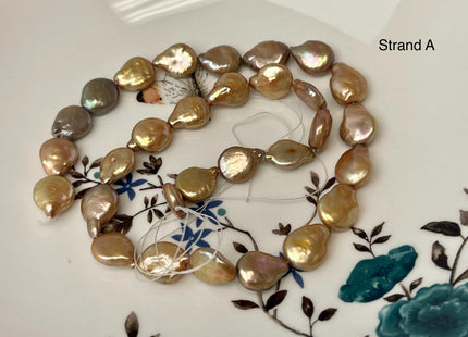10-11x12-20 mm Grayish Brown Champagne Color Teardrop Coin Freshwater Pearl Beads Genuine High Luster Freshwater Pearl Beads #P3217