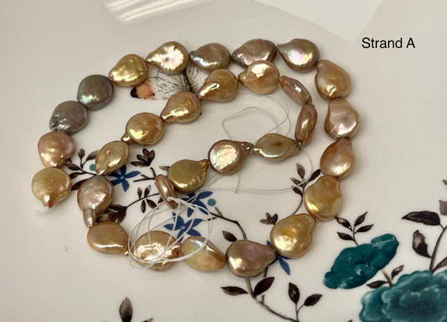 10-11x12-20 mm Grayish Brown Champagne Color Teardrop Coin Freshwater Pearl Beads Genuine High Luster Freshwater Pearl Beads #P3217