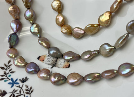 10-11x12-20 mm Grayish Brown Champagne Color Teardrop Coin Freshwater Pearl Beads Genuine High Luster Freshwater Pearl Beads #P3217