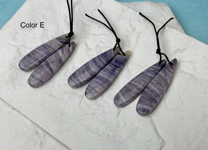 One Pair 12x45 mm Natural Purple Malachite Gemstone Top Drilled Teardrop Cabochon Long Teardrop Matching Gemstone Earring Pendant #3360