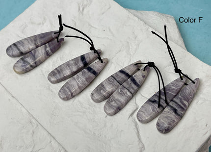 One Pair 12x45 mm Natural Purple Malachite Gemstone Top Drilled Teardrop Cabochon Long Teardrop Matching Gemstone Earring Pendant #3360