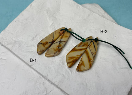 One Pair 12x44 mm Natural Picasso Jasper Top Drilled Freeform Cabochon Long Drop Matching Leaf Shape Jasper Gemstone Earring Pendant #3361