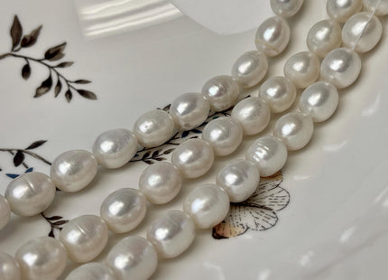 10-11x13 mm AA Natural White Freshwater Pearl Beads Rice/Oval Shape Genuine Large Size Cultured Freshwater Pearls #P3227