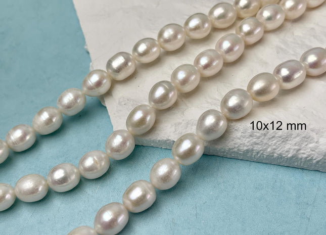 10-11x13 mm AA Natural White Freshwater Pearl Beads Rice/Oval Shape Genuine Large Size Cultured Freshwater Pearls #P3227