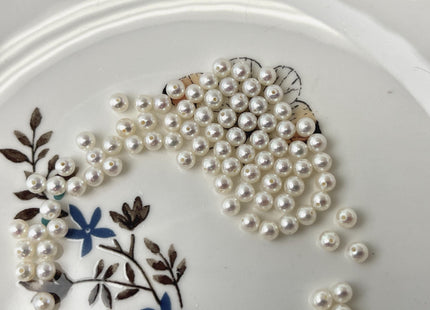 3mm 4mm AAAAA Natural White Perfect Round Edison Freshwater Akoya Quality Pearl Genuine Natural White Super High Luster Round Pearl #P3198