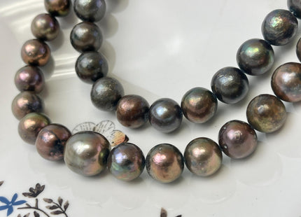 12-15 mm Green Copper Brown Baroque / Edison Freshwater Pearl Beads Genuine Freshwater Round Edison Pearl #P3228