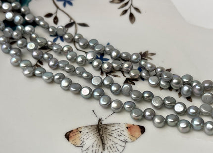 5mm 7-7.5mm AAA Gray Round Button Freshwater Pearl Beads Genuine Top Drilled Button Freshwater Pearls #P3078