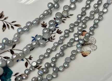 5mm 7-7.5mm AAA Gray Round Button Freshwater Pearl Beads Genuine Top Drilled Button Freshwater Pearls #P3078
