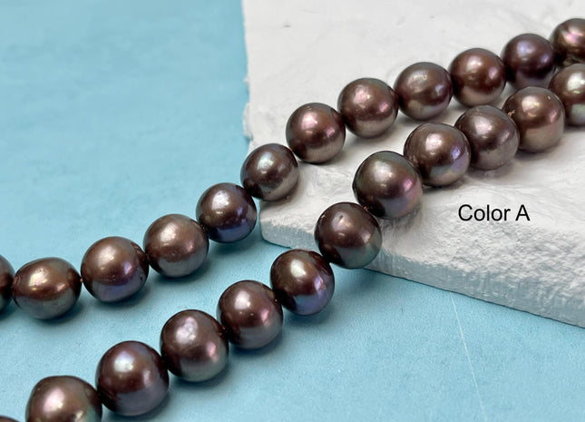11-12 mm AAA Round Chocolate Brown Genuine Freshwater Pearl Bead, Brown Freshwater Pearls #P3058