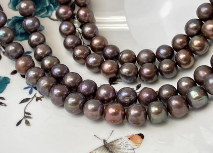 11-12 mm AAA Round Chocolate Brown Genuine Freshwater Pearl Bead, Brown Freshwater Pearls #P3058