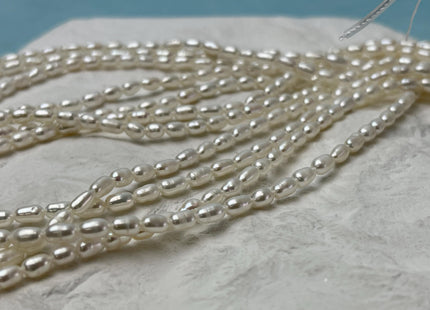 3-3.5x5-6 mm Natural White Rice/Oval Freshwater Pearl Genuine Natural Freshwater Pearl High Luster Small Seed Pearl Beads #P3229