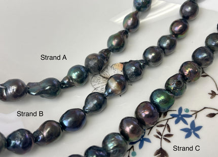 10-12 mm Dark Peacock Baroque Freshwater Pearl Beads Genuine Peacock Color Baroque Freshwater Pearl Beads #P3218