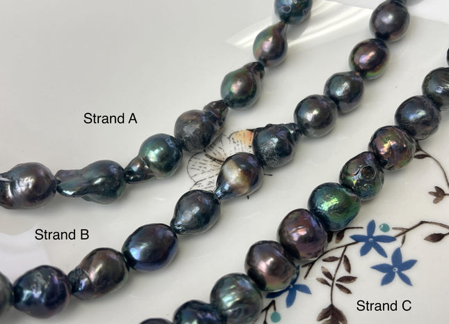 10-12 mm Dark Peacock Baroque Freshwater Pearl Beads Genuine Peacock Color Baroque Freshwater Pearl Beads #P3218