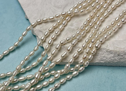 3x4-5 mm Natural White Rice/Oval Freshwater Pearl Genuine Natural Freshwater Pearl High Luster Small Seed Pearl Beads #P3230