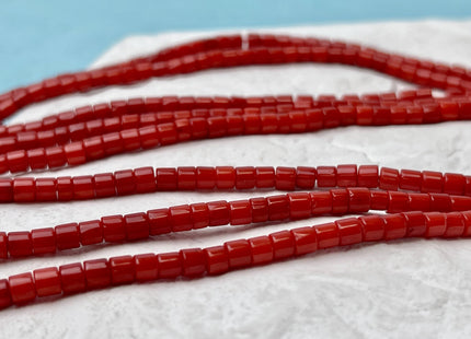 3x3.5 mm Dark Red Bamboo Coral Heishi Rondelle Disc Shape Red Bamboo Coral Gemstones Loose Beads 16 Inches Strand #3569