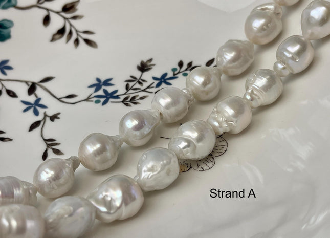 11x14-13x20mm Natural White Freshwater Baroque Pearl Genuine Tear Drop Baroque Pearl Beads #P3231