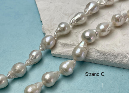 11x14-13x20mm Natural White Freshwater Baroque Pearl Genuine Tear Drop Baroque Pearl Beads #P3231