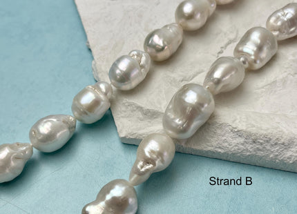 11x14-13x20mm Natural White Freshwater Baroque Pearl Genuine Tear Drop Baroque Pearl Beads #P3231