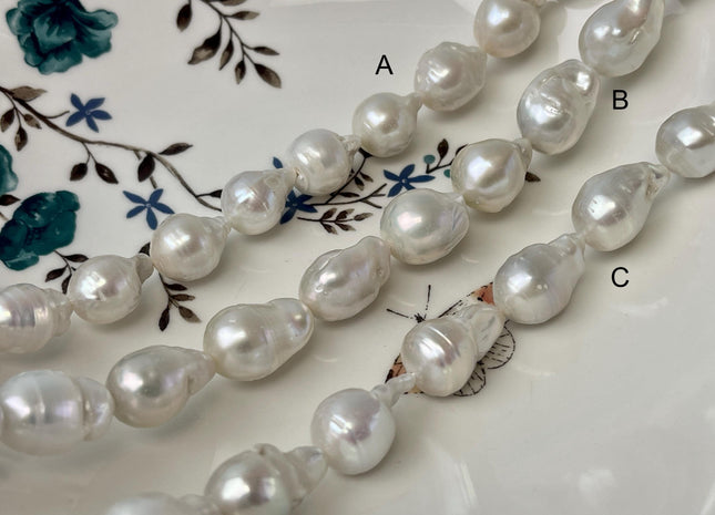 11x14-13x20mm Natural White Freshwater Baroque Pearl Genuine Tear Drop Baroque Pearl Beads #P3231