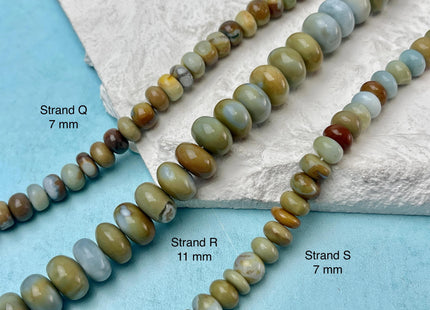 7-11 mm Smooth Rondelle Mixed Blue Pink Purple Brown Green Color Opal Gemstone Beads Genuine Natural Mixed Gemstones 8 Inches Strand #4729