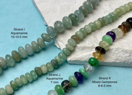 7-12 mm Faceted Rondelle Opal Jasper Quartz Amazonite Aquamarine Emerald Gemstone Beads Genuine Natural Mixed Gemstones 8 Inch Strand #4731