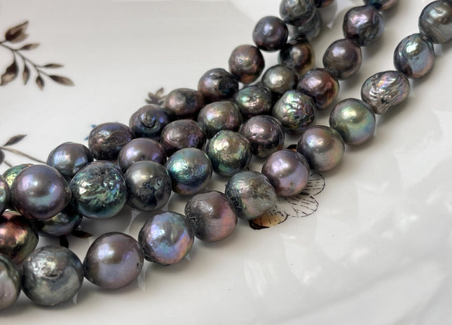 9-11 mm Green Peacock Edison Baroque Pearls B Grade #P3235