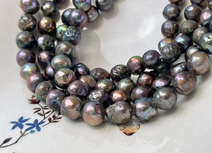 9-11 mm Green Peacock Edison Baroque Freshwater Pearl Beads B Grade #P3235