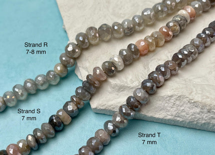 7-17 mm Faceted Rondelle Multi Color Coated Moonstone Gemstone Beads Genuine Natural Mixed Gemstones 8 Inches Strand #4732