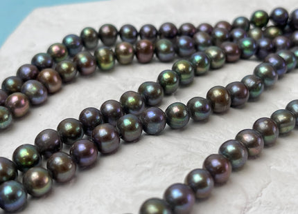 6.5-7 mm AA Green Peacock Color Potato Freshwater Pearl Beads Genuine Quality Peacock Green Color Freshwater Pearls #P3237