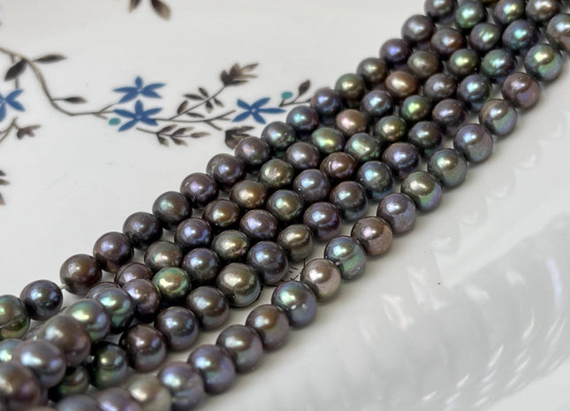 6.5-7 mm AA Green Peacock Color Potato Freshwater Pearl Beads Genuine Quality Peacock Green Color Freshwater Pearls #P3237