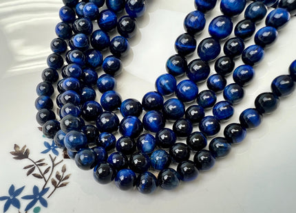 4mm 6mm 8mm 10mm 12mm Smooth Round Lapis Blue Color Tiger Eye Gemstone Beads Quality Tiger Eye Beads #2284