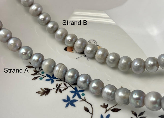 10.5-11mm Silver Gray Color Potato Freshwater Pearls Genuine Large Freshwater Pearl Beads #P3219
