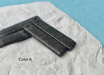 One Pair 10x47 mm Natural Coffee Jasper Top Drilled Teardrop Cabochon Long Rectangle Matching Coffee Brown Gemstone Earring Pendant #3365