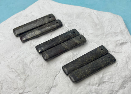 One Pair 10x47 mm Natural Coffee Jasper Top Drilled Teardrop Cabochon Long Rectangle Matching Coffee Brown Gemstone Earring Pendant #3365