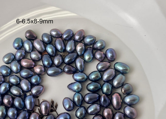 5 Pieces AAA 6.5-7x9-11 mm Top Quality High Luster Tear Drop Half Drilled Freshwater Pearls Genuine Peacock Color Freshwater Pearls #1639