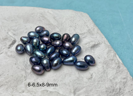5 Pieces AAA 6.5-7x9-11 mm Top Quality High Luster Tear Drop Half Drilled Freshwater Pearls Genuine Peacock Color Freshwater Pearls #1639