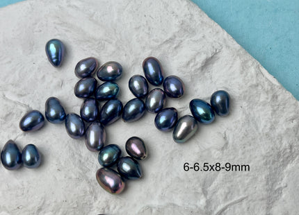 5 Pieces AAA 6.5-7x9-11 mm Top Quality High Luster Tear Drop Half Drilled Freshwater Pearls Genuine Peacock Color Freshwater Pearls #1639